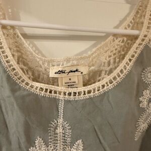 ⭐️Embroidered Lace Trim Women Top - Gray